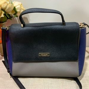 Kate Spade Blue and Black Crossbody Bag with Gold Accents